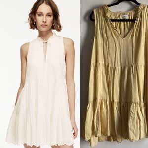Aritzia Wilfred Sz XS Daiquiri Yellow Summer Flowy Tiered Mini Dress